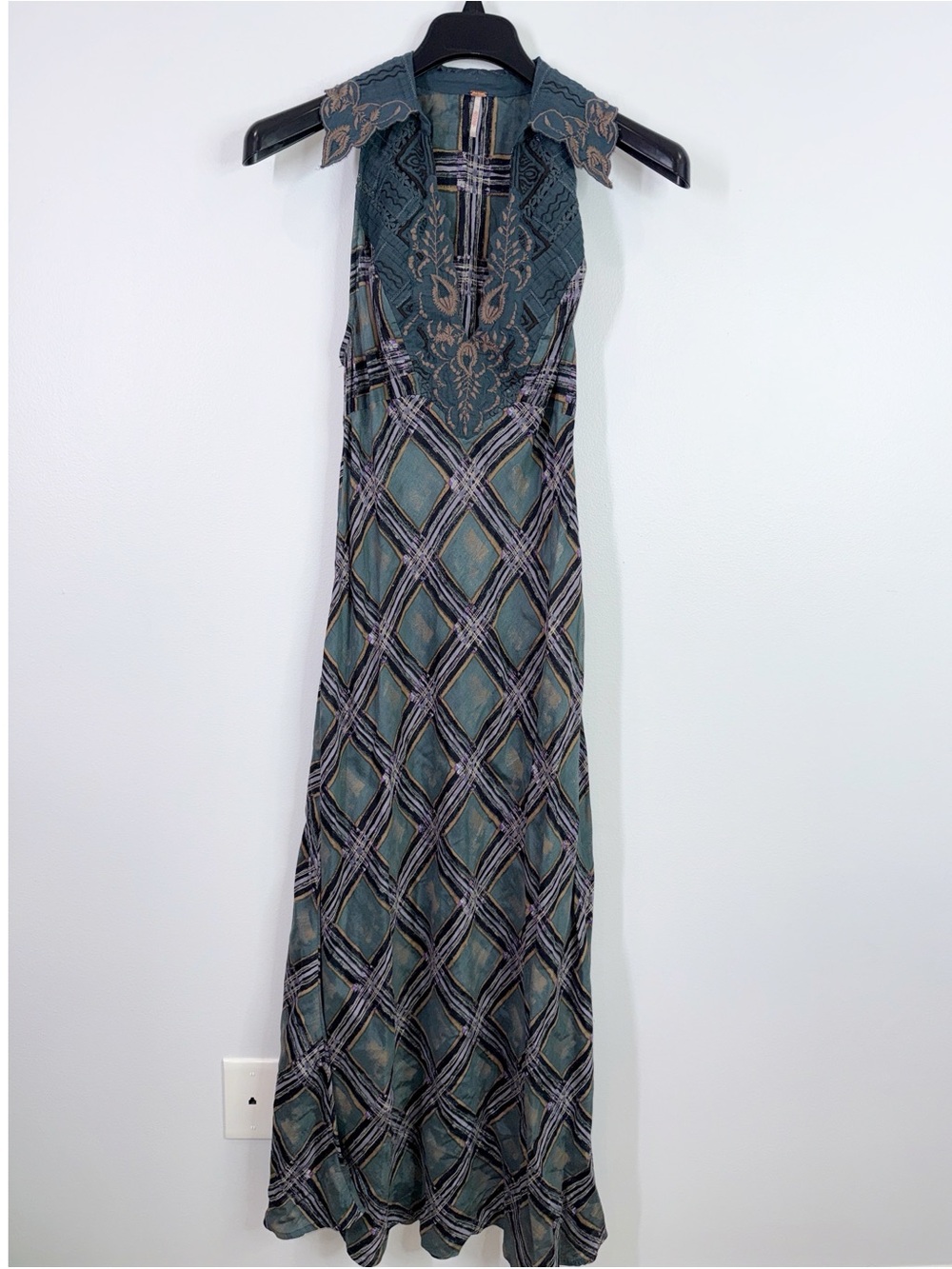 Free people Lana printed midi dress embroidered size 8 - Picture 3 of 12